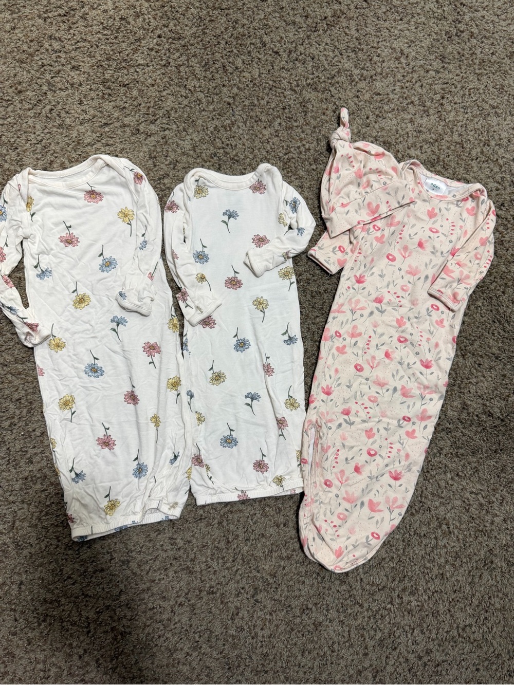 3 baby girl sleeping gowns